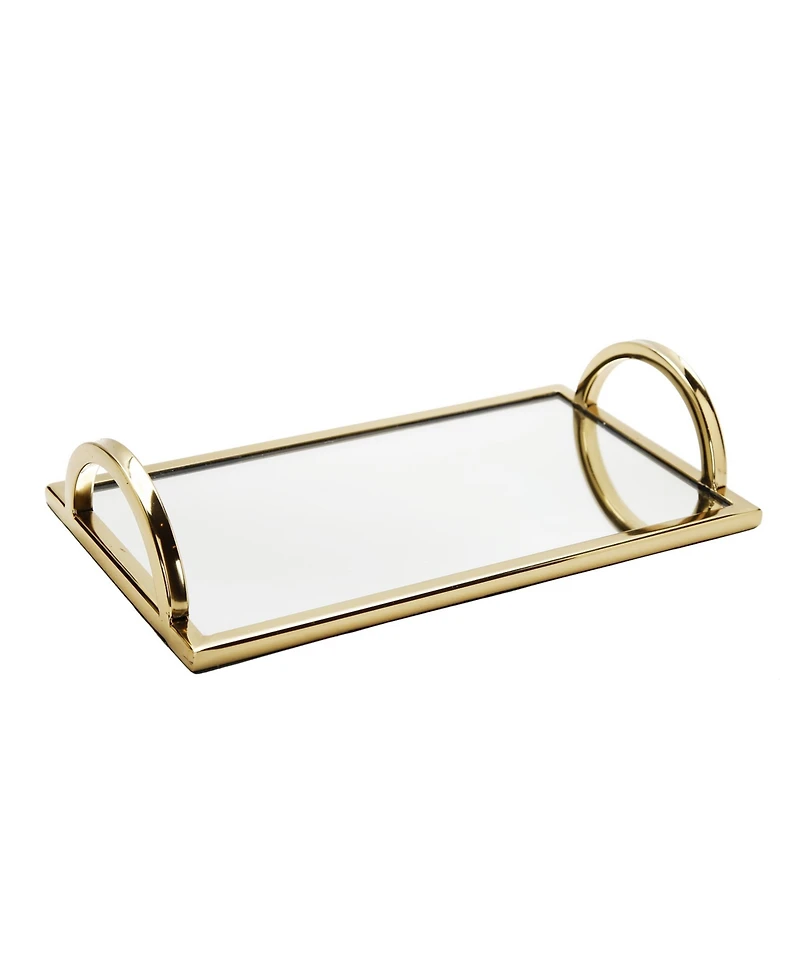 Classic Touch Rectangular Mirror Tray with Handles