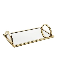 Classic Touch Rectangular Mirror Tray with Handles