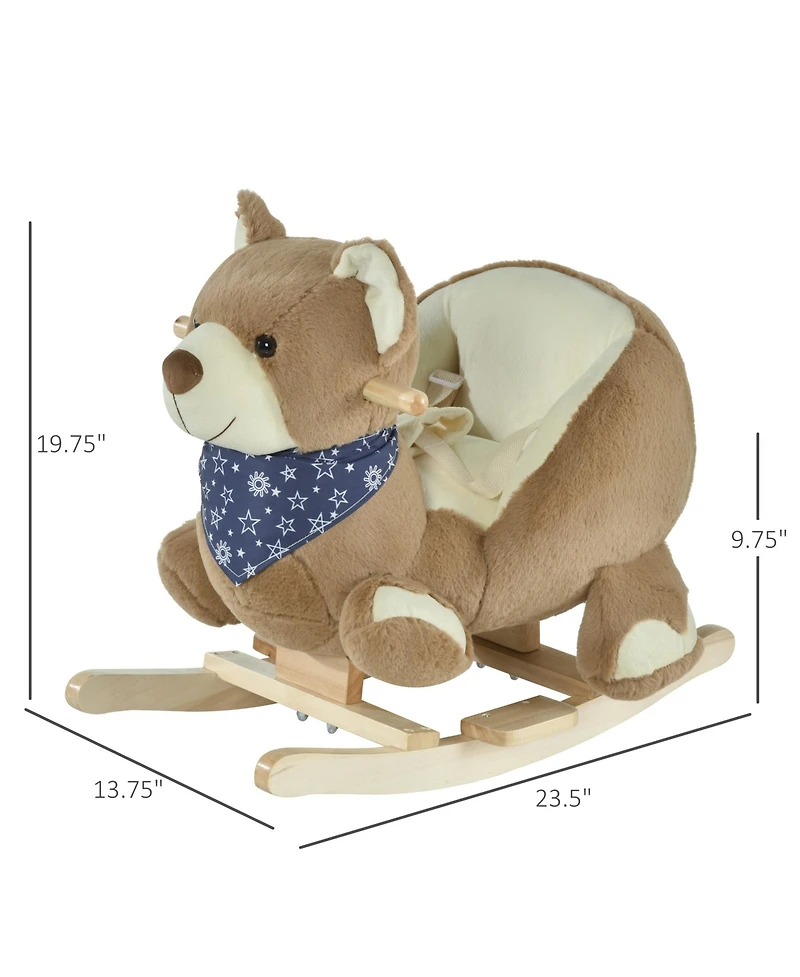 Qaba Baby Rocking Horse, Plush Animal Rocker w/ Realistic Sound, Pedals