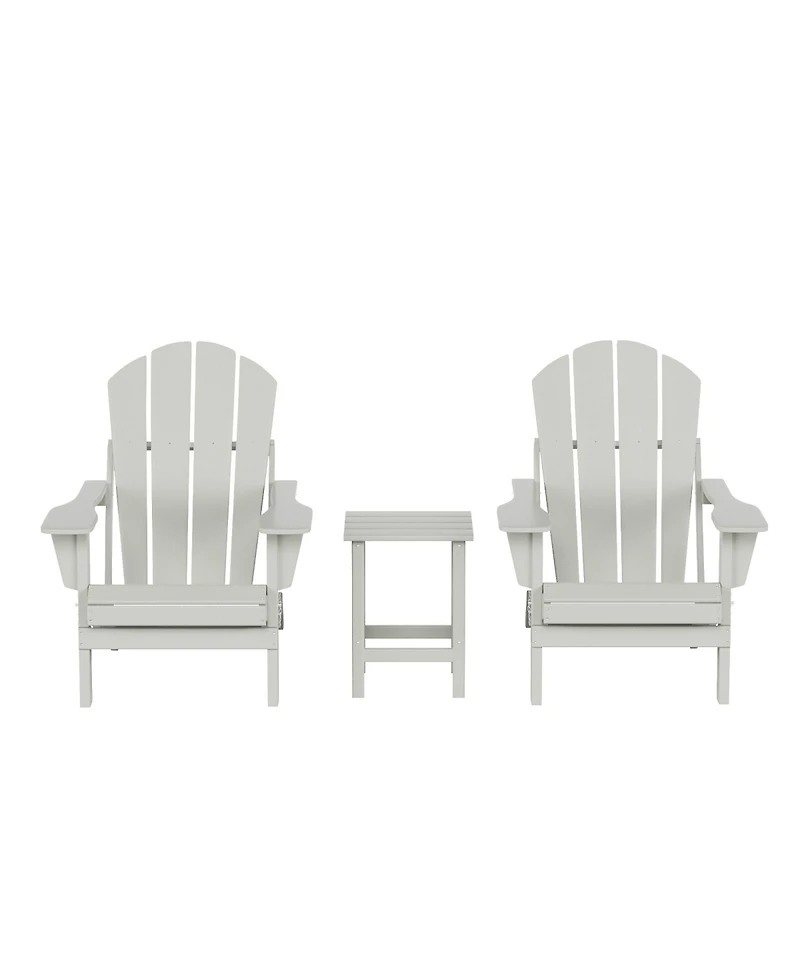 WestinTrends 3 Piece Set Outdoor Folding Adirondack Chairs with Side Table