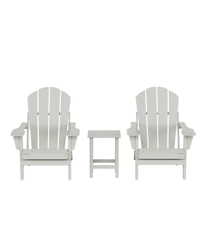 WestinTrends 3 Piece Set Outdoor Folding Adirondack Chairs with Side Table