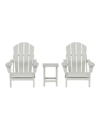 WestinTrends 3 Piece Set Outdoor Folding Adirondack Chairs with Side Table