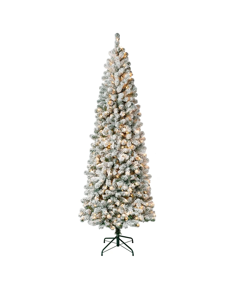 National Tree Company First Traditions 7.5' Acacia Flocked Tree with Clear Lights