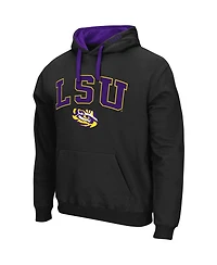 Men's Colosseum Black Lsu Tigers Big and Tall Arch & Logo 2.0 Pullover Hoodie