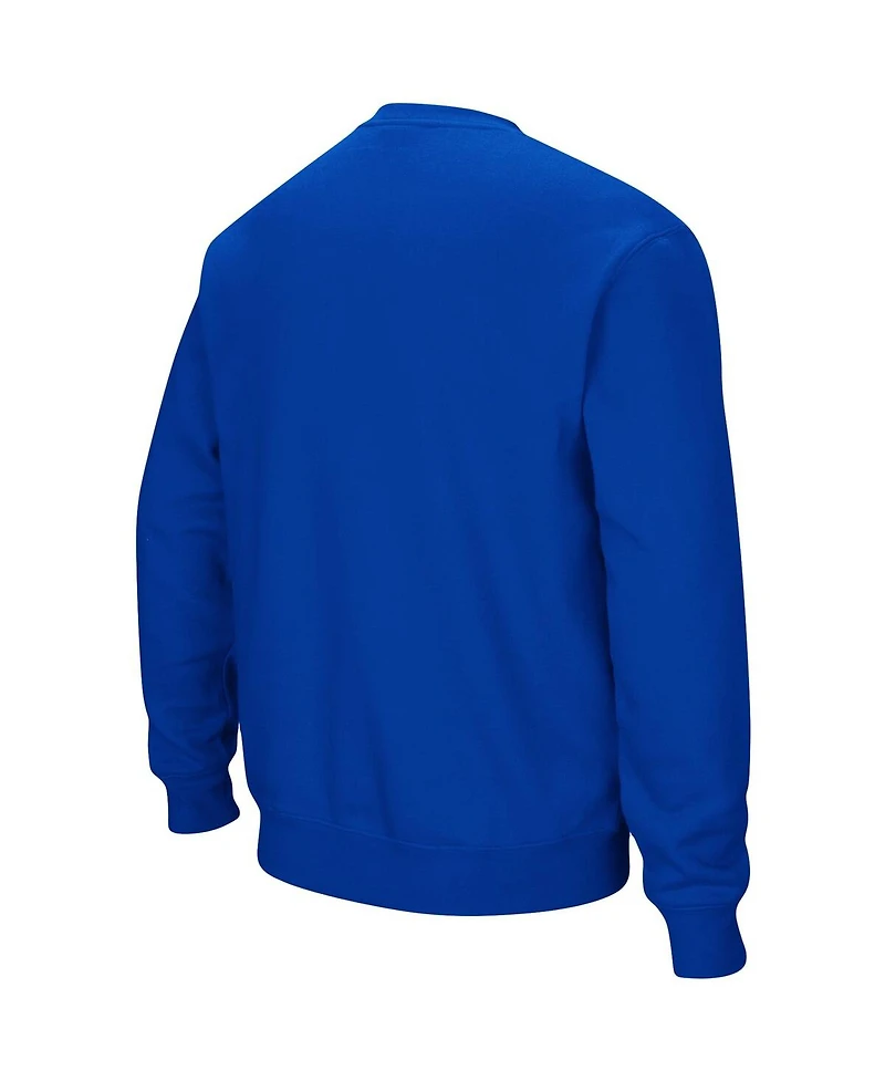 Men's Colosseum Royal Memphis Tigers Arch & Logo Tackle Twill Pullover Sweatshirt
