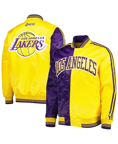 Men's Starter Purple, Gold Los Angeles Lakers Fast Break Satin Full-Snap Jacket