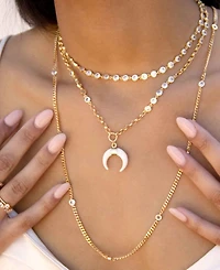 Ettika Crystal Dotted Horn Necklace in 18K Gold Plating Set, 2 Piece