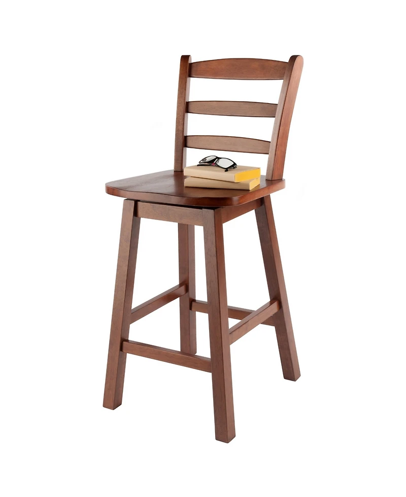 Winsome Scalera 38.4" Wood Ladder-Back Swivel Seat Counter Stool