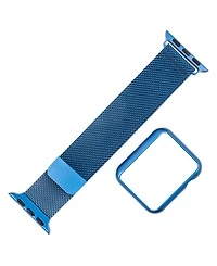 WITHit Blue Stainless Steel Mesh Band and Protective Cover Set designed for Apple Watch 42mm (Series 1-3 only) & 44/45/46/49mm (Ultra & Ultra 2)