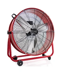 Vie Air 24 Inch Commercial Floor Drum Fan in Red