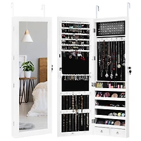 Costway Wall Door Mounted Mirror Jewelry Cabinet Organizer