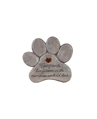 Evergreen 11" Paw Shaped Pet Memorial Garden Stone, Best Friends Live Forever