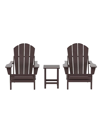 WestinTrends 3 Piece Set Outdoor Folding Adirondack Chairs with Side Table