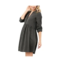 Ripe Maternity Demi Tencel Button Down Nursing Dress Olive