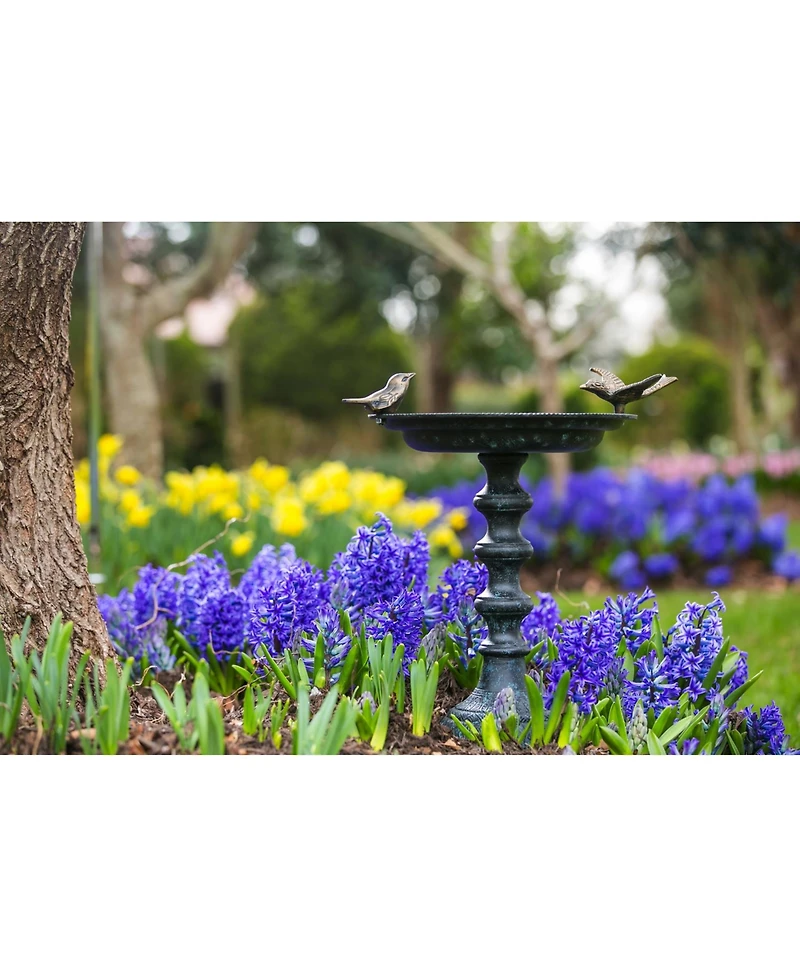 Evergreen Garden Cast Metal Bird Bath on Pedestal 20 x 19 x 15 Inches