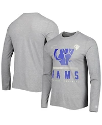 Men's New Era Heathered Gray Los Angeles Rams Combine Authentic Red Zone Long Sleeve T-shirt