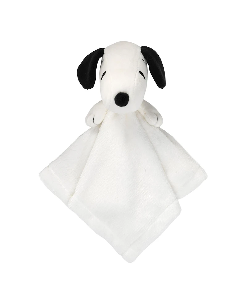 Lambs & Ivy Peanuts Snoopy Lovey White/Black Plush Security Blanket
