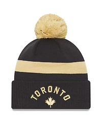 Men's New Era Black Toronto Raptors 2022/23 City Edition Official Cuffed Pom Knit Hat