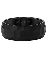 Triton Men's Hammered Finish Wedding Band Black Tungsten Carbide