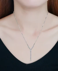 Macy's Round Pear Linear Y Adjustable Necklace (7 ct. t.w.) in 18K Sterling Silver or Sterling Silver