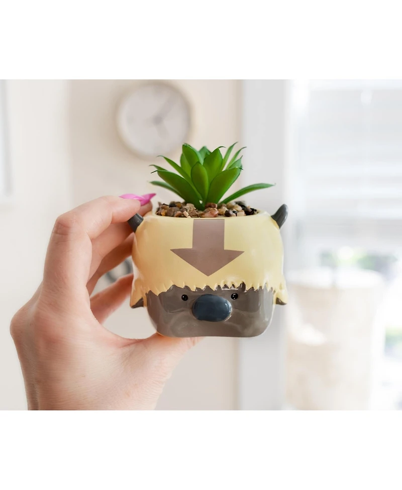 Silver Buffalo Avatar: The Last Airbender Appa 6-Inch Ceramic Planter With Artificial Succulent | Small Flower Pot, Faux Indoor Plant For Desk Shelf,