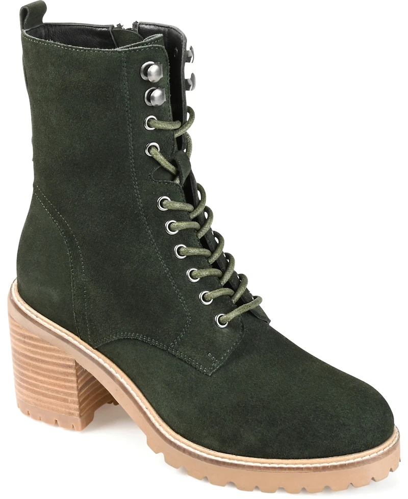 Journee Signature Women's Malle Lace Up Lug Sole Combat Booties