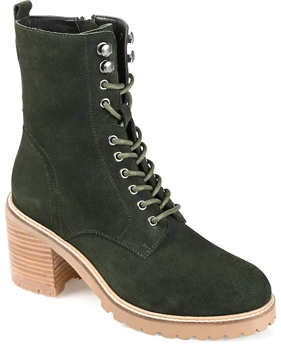 Journee Signature Women's Malle Lace Up Lug Sole Combat Booties