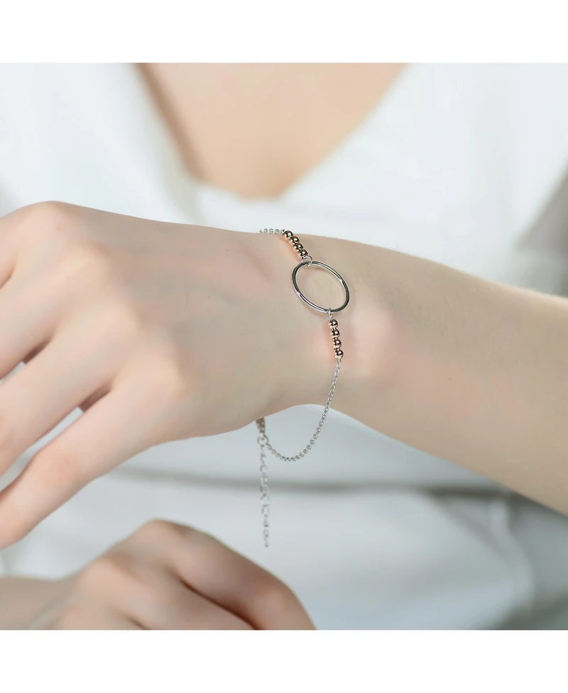Elegant Sterling Silver Two-Tone Halo Bracelet