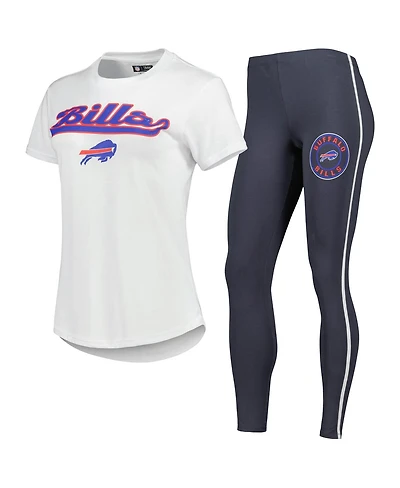 Women's Concepts Sport White, Charcoal Buffalo Bills Sonata T-shirt and Leggings Sleep Set