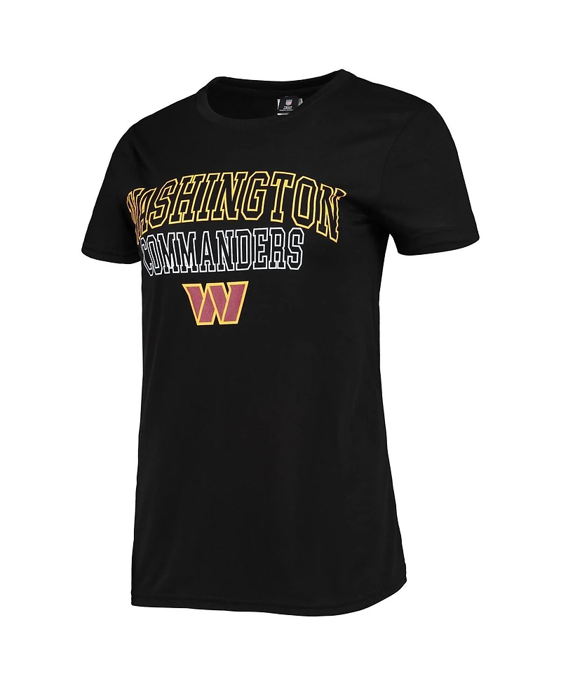Women's Concepts Sport Black, Heathered Charcoal Washington Commanders Quest T-shirt and Pants Sleep Set