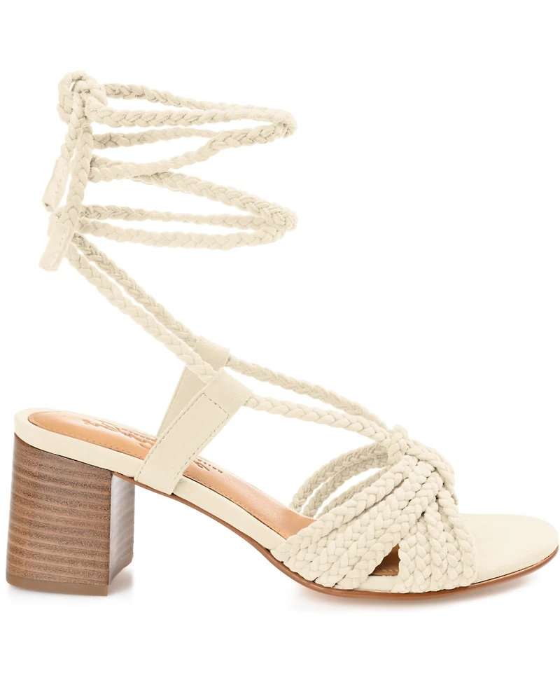 Journee Signature Women's Railee Braided Block Heel Sandals