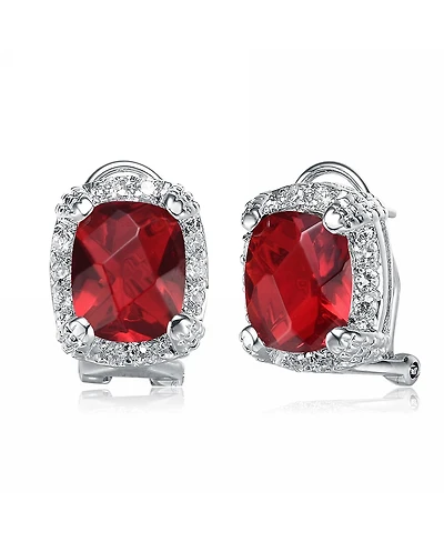 Sterling Silver Red Cubic Zirconia Solitaire Earrings