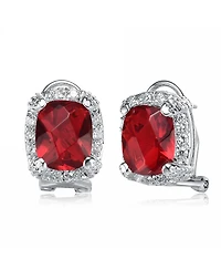 Sterling Silver Red Cubic Zirconia Solitaire Earrings