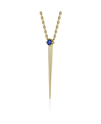14k Yellow Gold Plated with Green Cubic Zirconia Solitaire Spike Pendant Y-Necklace Sterling Silver
