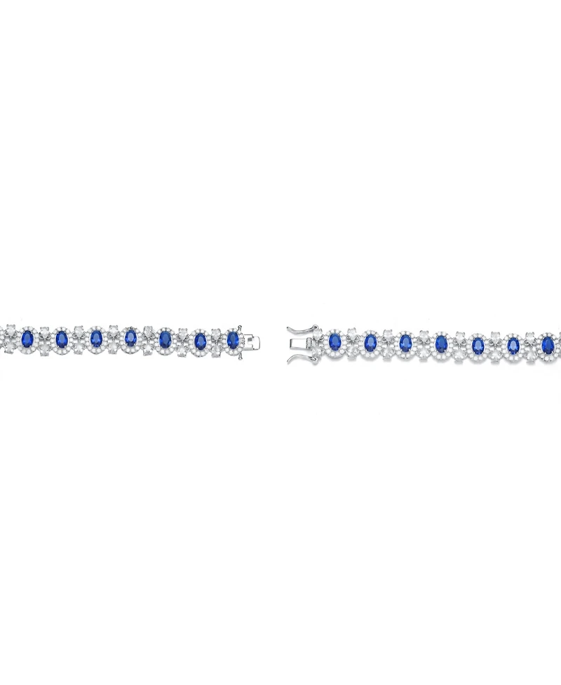 Cubic Zirconia Sterling Silver Colored and Clear Cubic Zirconia 'Bling' Bracelet