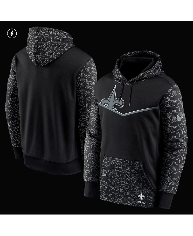Men's Nike Black New Orleans Saints Rflctv Chevron Pullover Hoodie