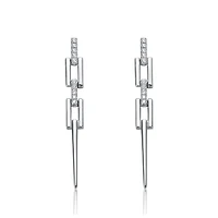 Sterling Silver White Gold Plated Cubic Zirconia Drop Earrings