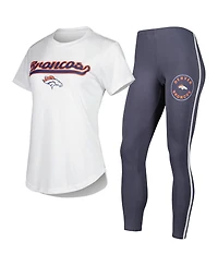 Women's Concepts Sport White, Charcoal Denver Broncos Sonata T-shirt and Leggings Sleep Set