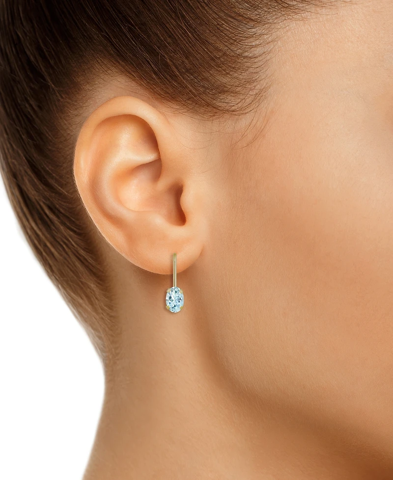 Macy's Aquamarine (9/10 Ct. T.w.) Leverback Earrings 10K Yellow Gold or White