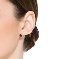 Sterling Silver Red Cubic Zirconia Solitaire Earrings