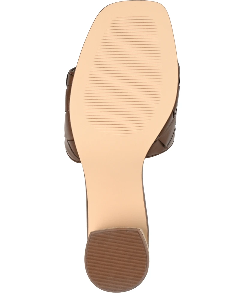 Journee Signature Women's Kellee Woven Block Heel Sandals