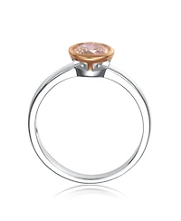 Circular Shaped Design 18K Rose Gold Plated Sterling Silver Clear Cubic Zirconia Ring