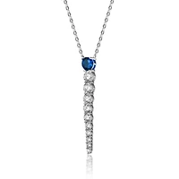 14k Yellow Gold Plated with Green & Cubic Zirconia Icicle Journey Pendant Layering Necklace Sterling Silver