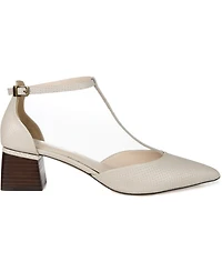 Journee Signature Women's Cameela Pointed Toe T Strap Block Heel Pumps