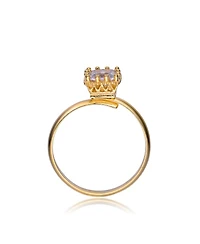 Sterling Silver White Cubic Zirconia Gold Plating Clear Ring