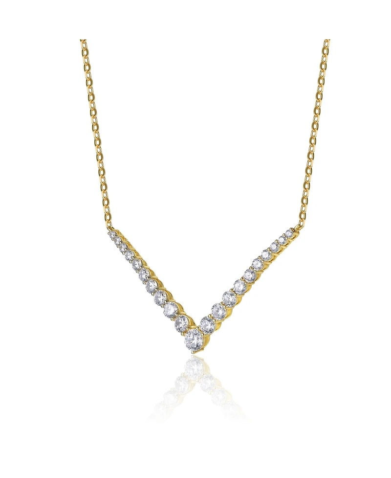 Radiant 14K Yellow Gold-Plated Cubic Zirconia Chevron Layering Necklace