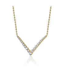 Radiant 14K Yellow Gold-Plated Cubic Zirconia Chevron Layering Necklace