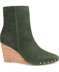 Journee Signature Women's Reeya Studded Stacked Wedge Booties