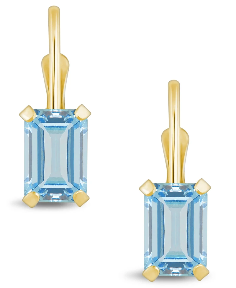 Macy's Aquamarine (1-1/10 Ct. T.w.) Leverback Earrings 10K Yellow Gold or White