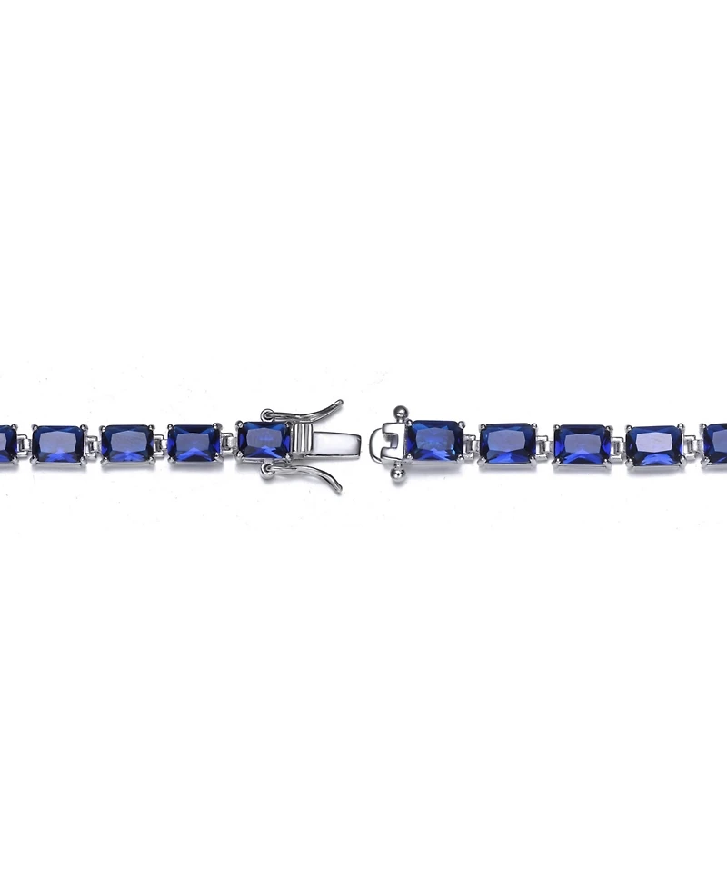 Sterling Silver Blue Cubic Zirconia Tennis Bracelet